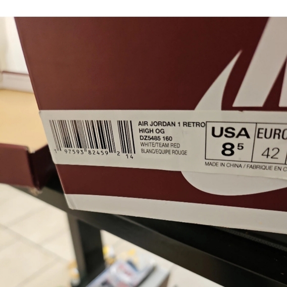 Air Jordan 1 Retro OG Shoes Artisanal Team Red White Men Size 8.5 DZ5485-160 - Picture 10 of 15